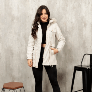 Casaco Parka De Sarja Feminina Sobretudo Forrado Pelúcia Roupas… Casaco Parka De Sarja Feminina Sobretudo Forrado Pelúcia Roupas Inverno